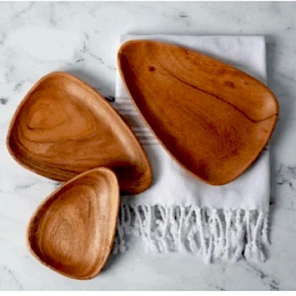 NIB 💖 - SEMBLA Nesting Wood Petal Trays Set - set of 3 - Picture 1 of 5
